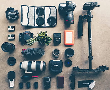 black Canon EOS DSLR camera kit thumbnail