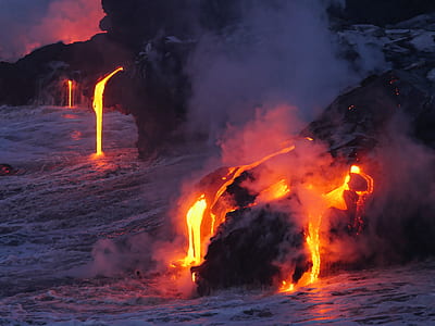 lava coming out from rock formations thumbnail