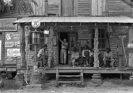 grayscale photo of people sitting outside the hub thumbnail