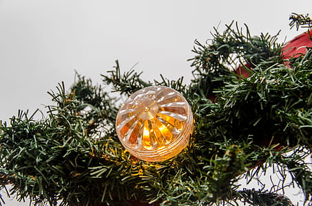 round yellow Christmas decor close-up photo thumbnail