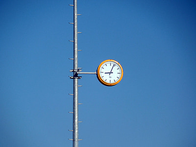 round white analog clock at 9:04 thumbnail