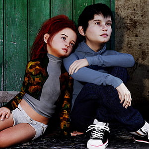 boy and girl sitting on floor painting thumbnail
