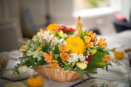 flower arrangement on basket thumbnail