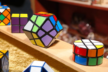 assorted-color-and-shape Rubik's cubes thumbnail