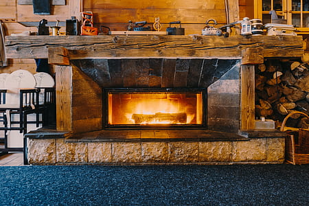 brown wooden fireplace thumbnail