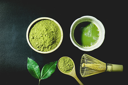 green tea on white ceramic bowl thumbnail