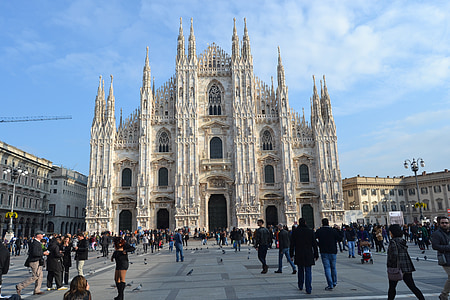 people lot in front of white concrete cathedral thumbnail