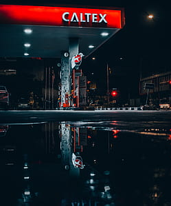 Caltex gas station at nighttime thumbnail