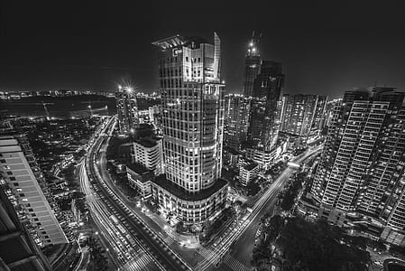 City Buildings at Night Time thumbnail