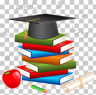 School , School Decor , mortar board and books PNG clipart