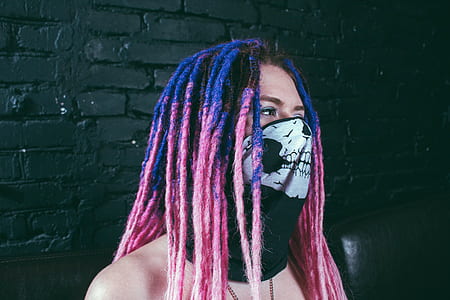 blue and pink ombre dread lock hair thumbnail