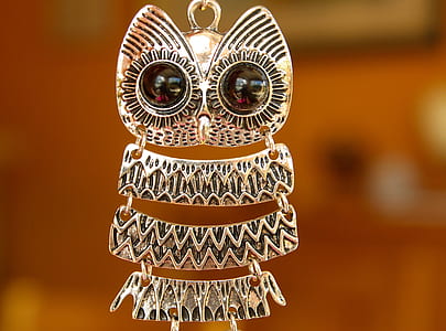selective focus photography of gold-colored owl jewelry thumbnail