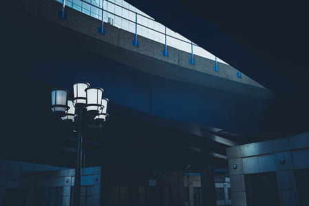 turned on black lamppost thumbnail