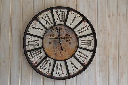 round white and brown roman analog wall clock thumbnail