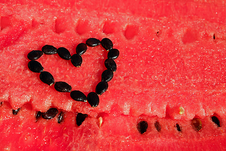 closeup photo of heart-shaped water melon seed thumbnail