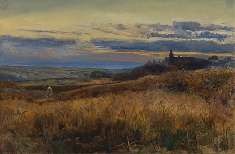 man standing on brown tall grass painting thumbnail