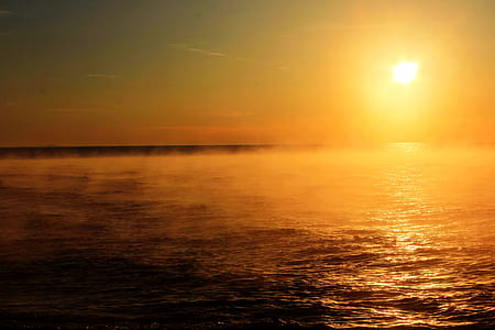 body of water during golden hour thumbnail
