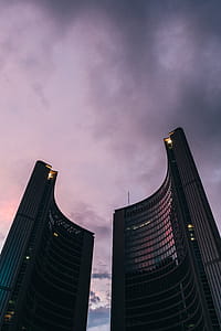 Sunset Behind Toronto City Hall Photo thumbnail