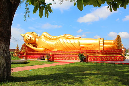 gold-colored sleeping Buddha statue thumbnail
