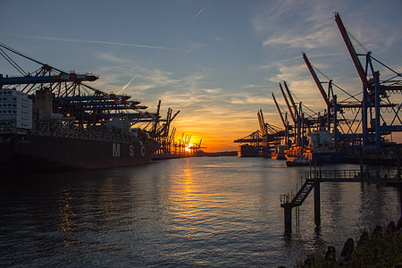 shipyard during sunset thumbnail