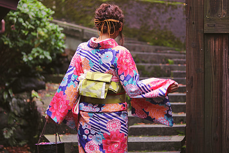 Woman wearing kimono thumbnail