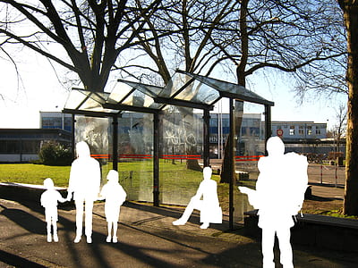 photo of black framed glass shed under bare trees thumbnail