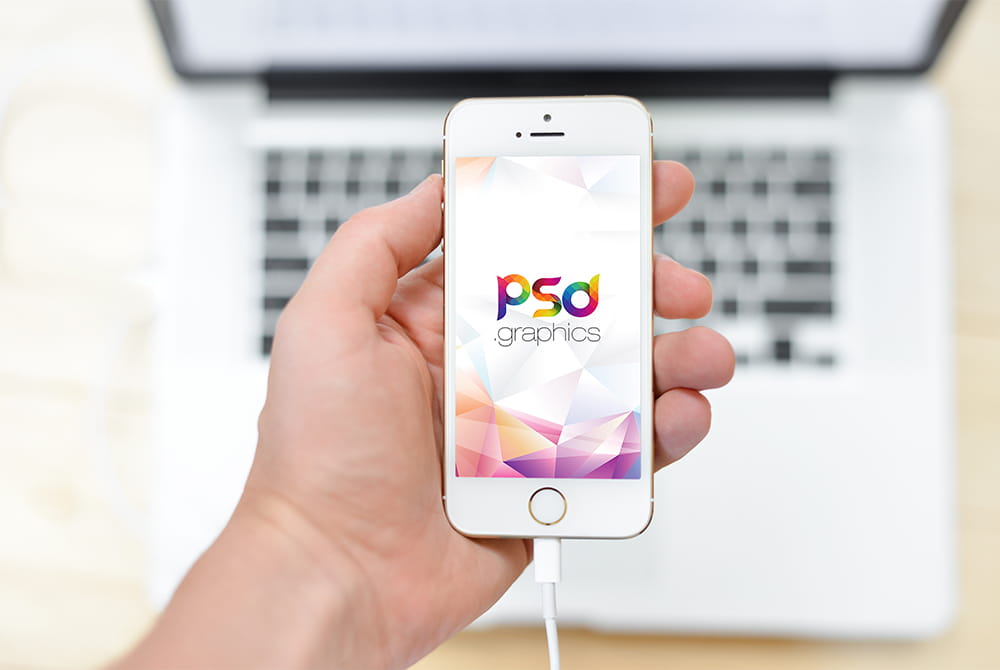 iPhone 7 in Hand Mockup Free PSD psd file