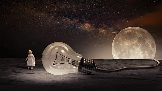 surrealism light bulb and girl illustration thumbnail