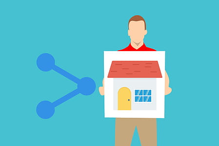 Illustration of man holding house for sale sign thumbnail
