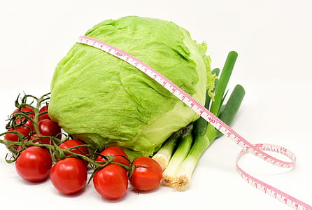 green spring onions, lettuce and ripe tomatoes thumbnail