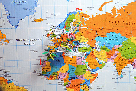 closeup of world map print thumbnail