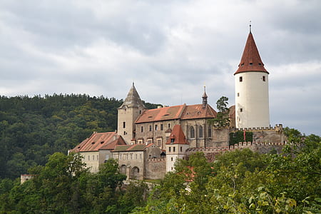brown and white concrete castle surrounded by trees at daytime thumbnail