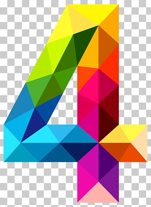 Papua New Guinea Icon Number Data, Colourful Triangles Number Four , multicolored 4 illustration PNG clipart