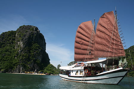 white sailing ship on body of water thumbnail