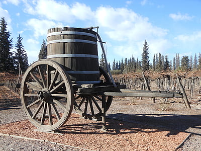 grey wooden trailer with barrel thumbnail