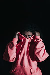 woman wearing pink pullover hoodie thumbnail