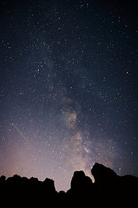 silhouette of rock formations against milky way thumbnail