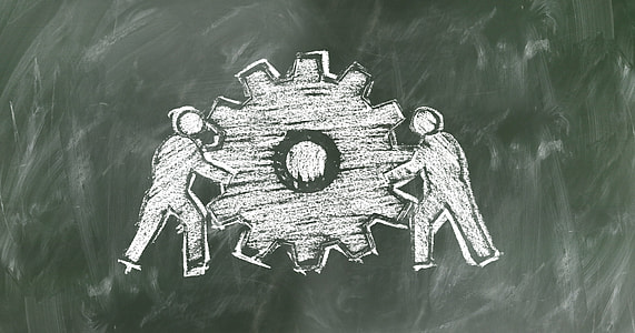 two person holding gear illustration on board thumbnail