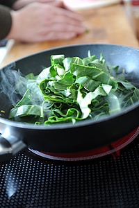 green leafy vegetable on wok thumbnail