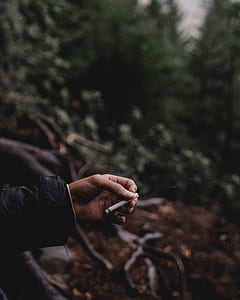 person holding lit cigarette thumbnail
