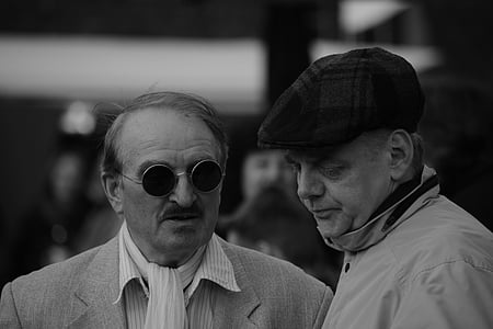 grayscale photography of two men thumbnail