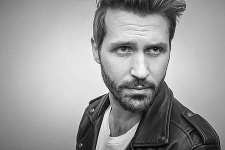 Bearded Man Wearing Black Leather Jacket thumbnail