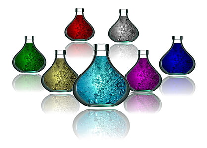 assorted-color glass bottle lot on white background thumbnail