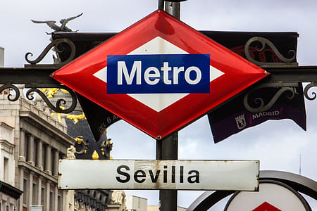 multicolored Metro Sevilla road signages thumbnail
