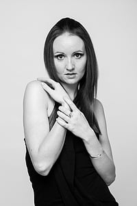 grayscale photo of woman wearing black sleeveless top thumbnail
