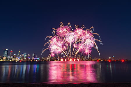 pink and brown fireworks display thumbnail
