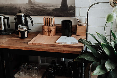 black and gray electric kettle on desk thumbnail