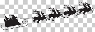 Santa Claus Sled Silhouette Reindeer , Santa with Sleigh Silhouette Transparent , Santa Claus illustration PNG clipart