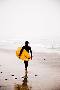 person holding yellow surfboard thumbnail