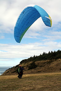 man riding blue parachute thumbnail